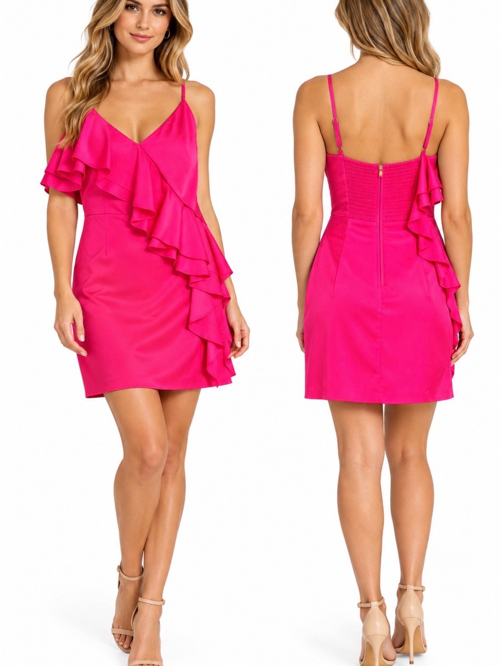 Lilly Pulitzer Size 16 Hot Pink Ruffle Cocktail Mini Dress NWT